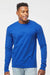 Tultex 291 Mens Jersey Long Sleeve Crewneck T-Shirt Royal Blue Model Front