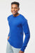 Tultex 291 Mens Jersey Long Sleeve Crewneck T-Shirt Royal Blue Model Side