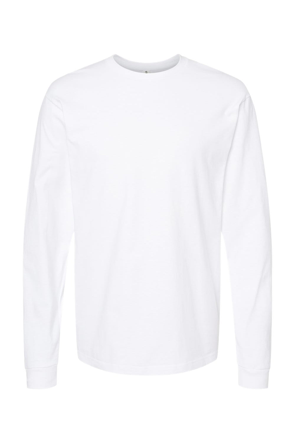 Tultex 291 Mens Jersey Long Sleeve Crewneck T-Shirt White Flat Front