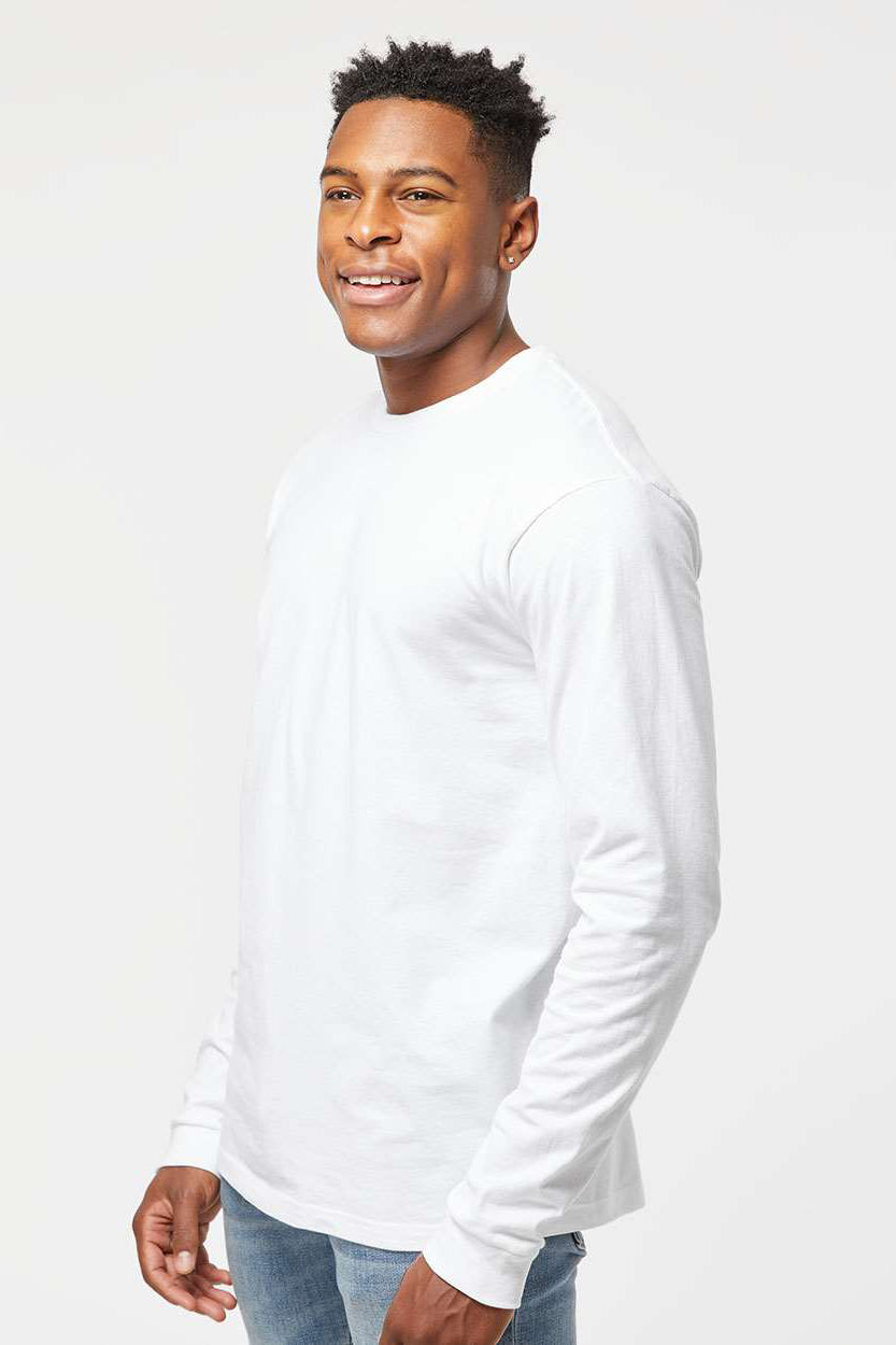 Tultex 291 Mens Jersey Long Sleeve Crewneck T-Shirt White Model Side