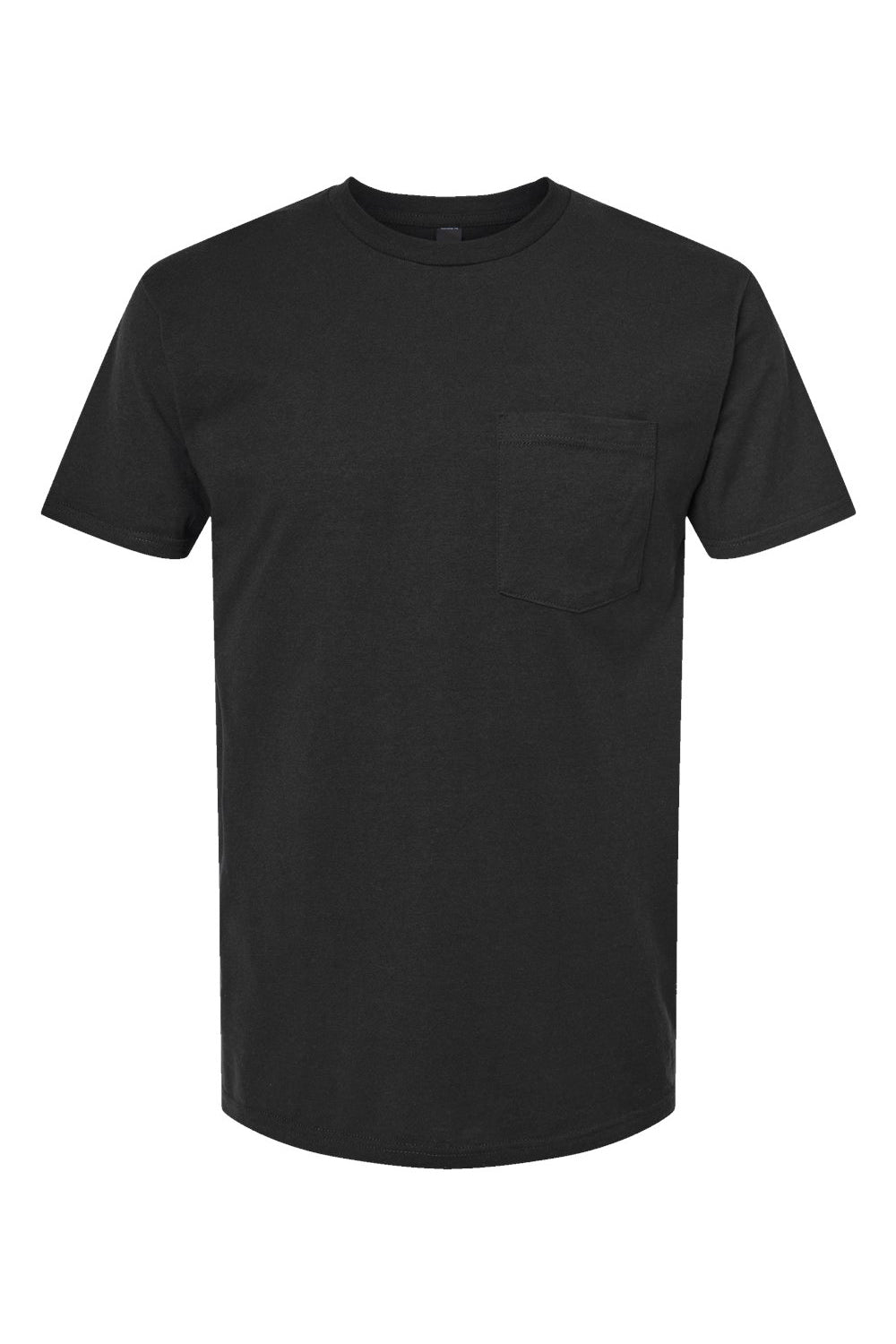 Tultex 293 Mens Jersey Short Sleeve Crewneck T-Shirt w/ Pocket Black Flat Front