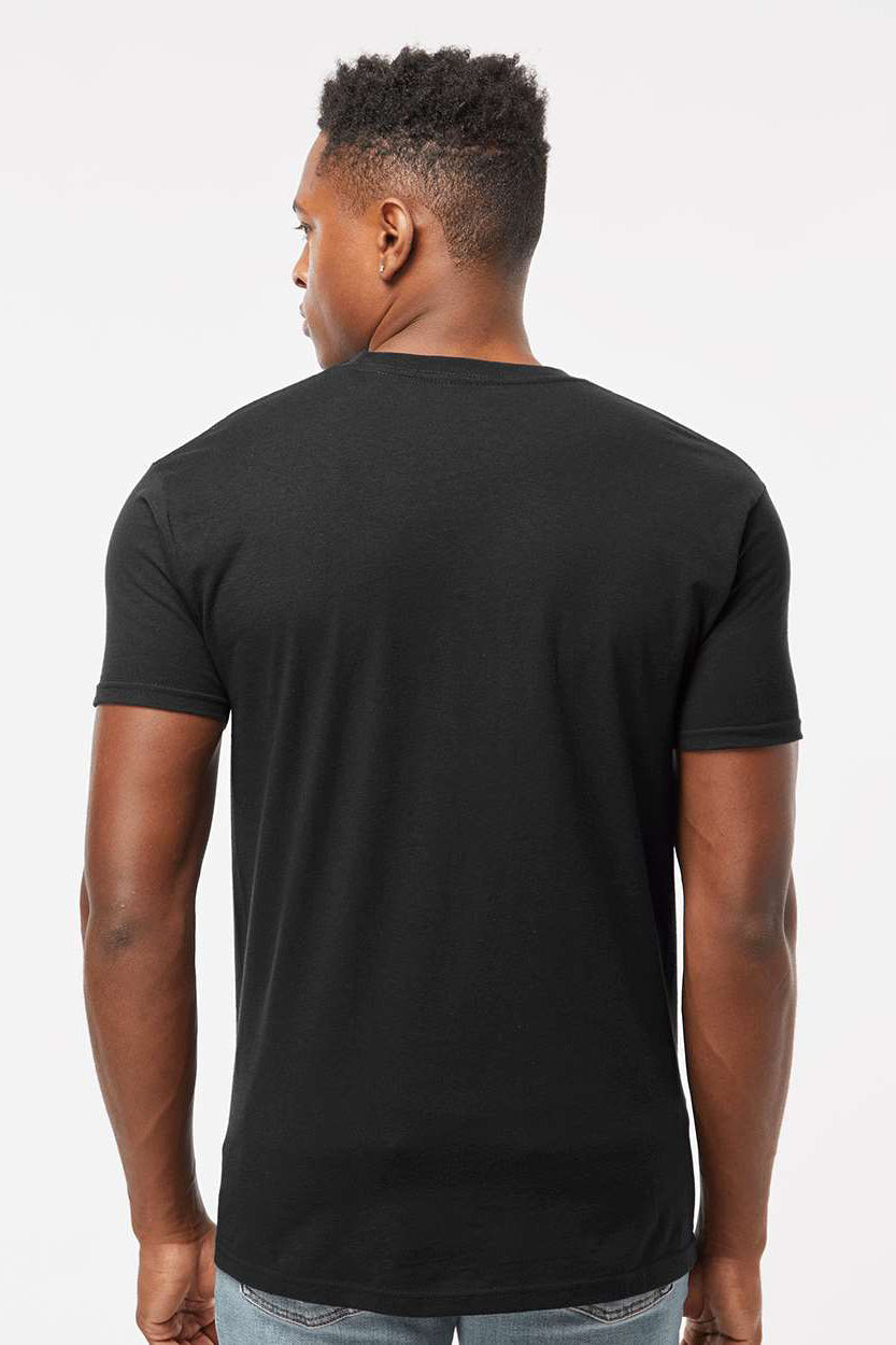 Tultex 293 Mens Jersey Short Sleeve Crewneck T-Shirt w/ Pocket Black Model Back