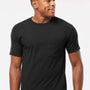 Tultex Mens Jersey Short Sleeve Crewneck T-Shirt w/ Pocket - Black