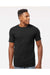 Tultex 293 Mens Jersey Short Sleeve Crewneck T-Shirt w/ Pocket Black Model Front