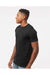 Tultex 293 Mens Jersey Short Sleeve Crewneck T-Shirt w/ Pocket Black Model Side