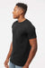 Tultex 293 Mens Jersey Short Sleeve Crewneck T-Shirt w/ Pocket Black Model Side