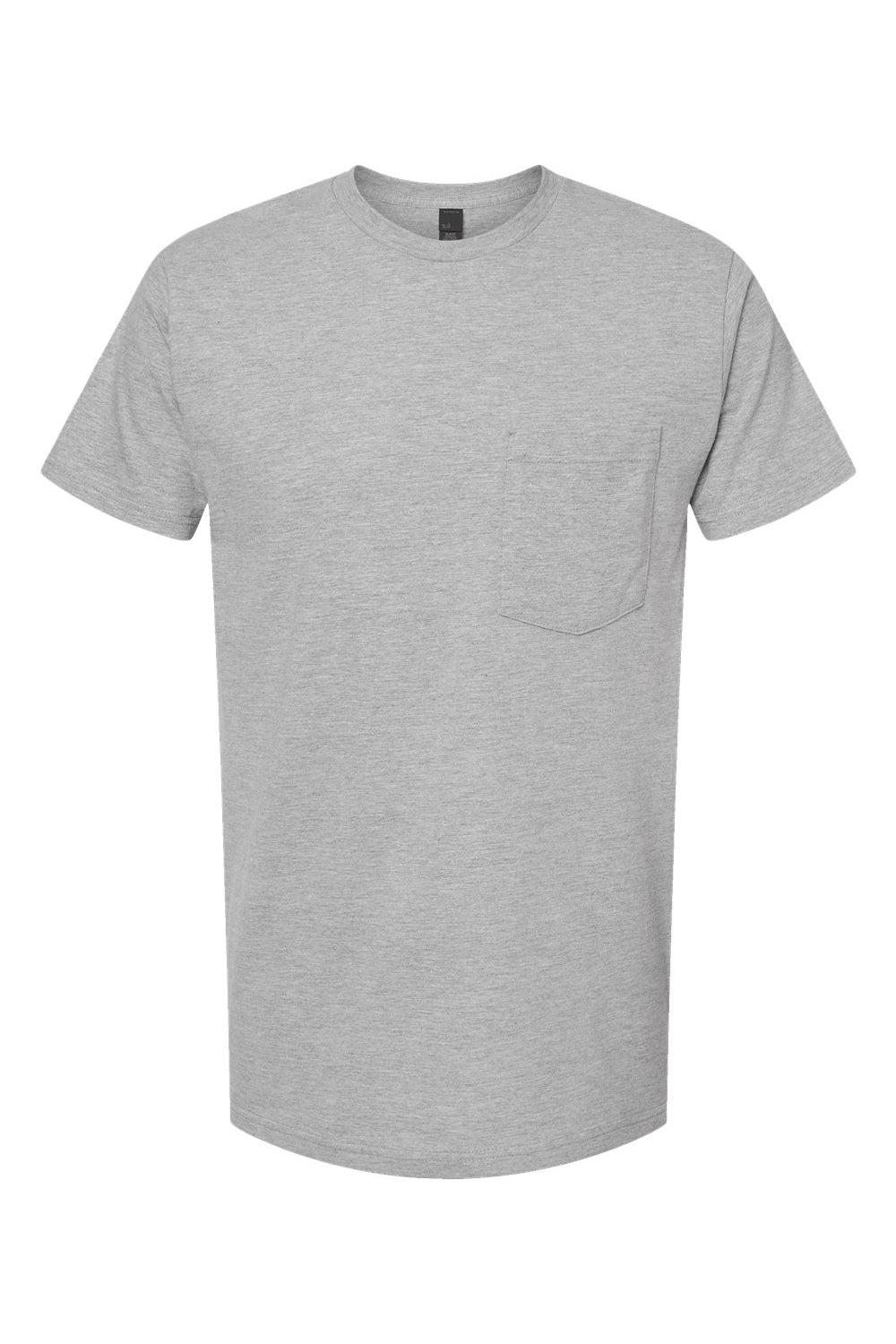 Tultex 293 Mens Jersey Short Sleeve Crewneck T-Shirt w/ Pocket Heather Grey Flat Front