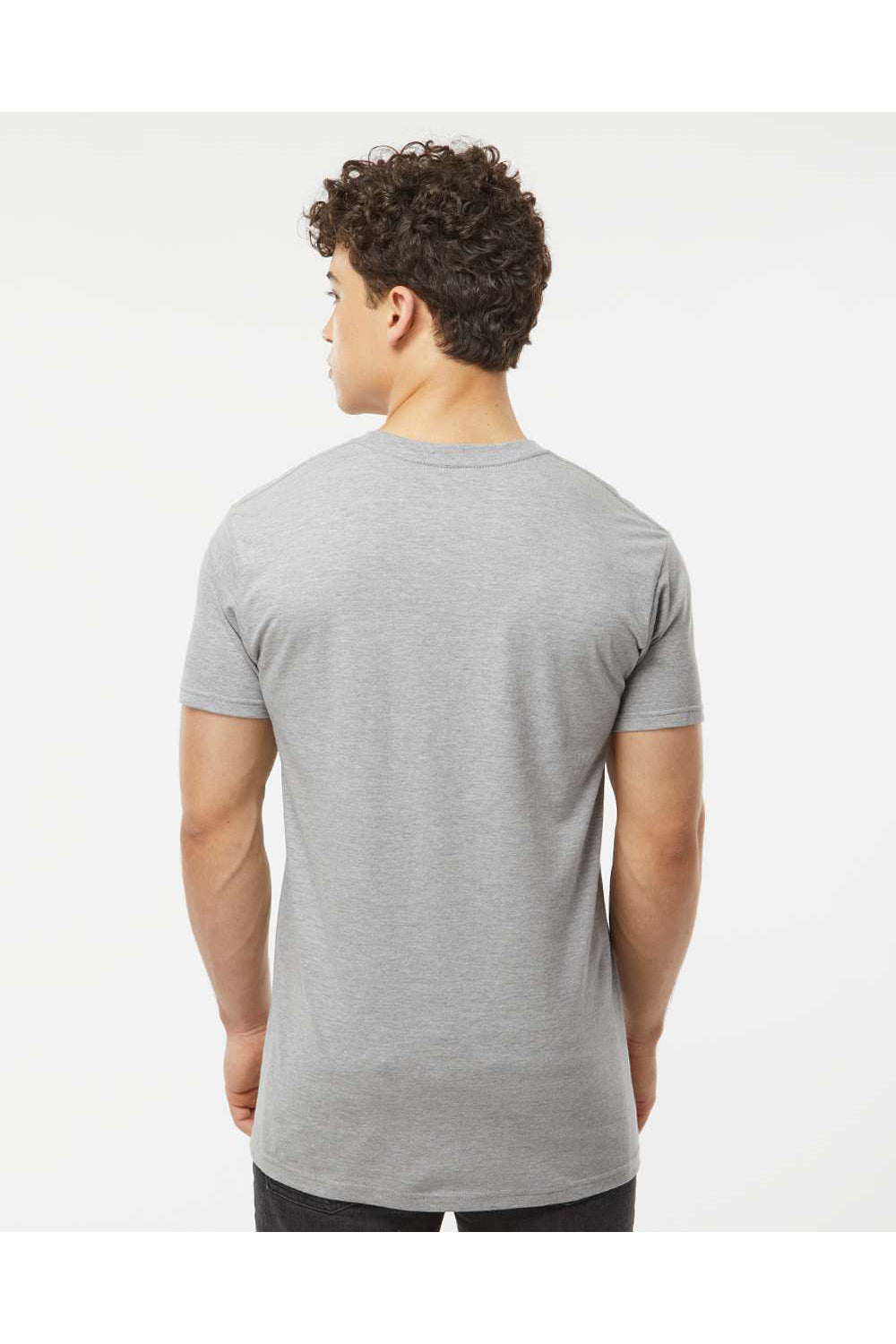 Tultex 293 Mens Jersey Short Sleeve Crewneck T-Shirt w/ Pocket Heather Grey Model Back