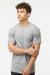 Tultex 293 Mens Jersey Short Sleeve Crewneck T-Shirt w/ Pocket Heather Grey Model Front