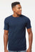 Tultex 293 Mens Jersey Short Sleeve Crewneck T-Shirt w/ Pocket Navy Blue Model Front