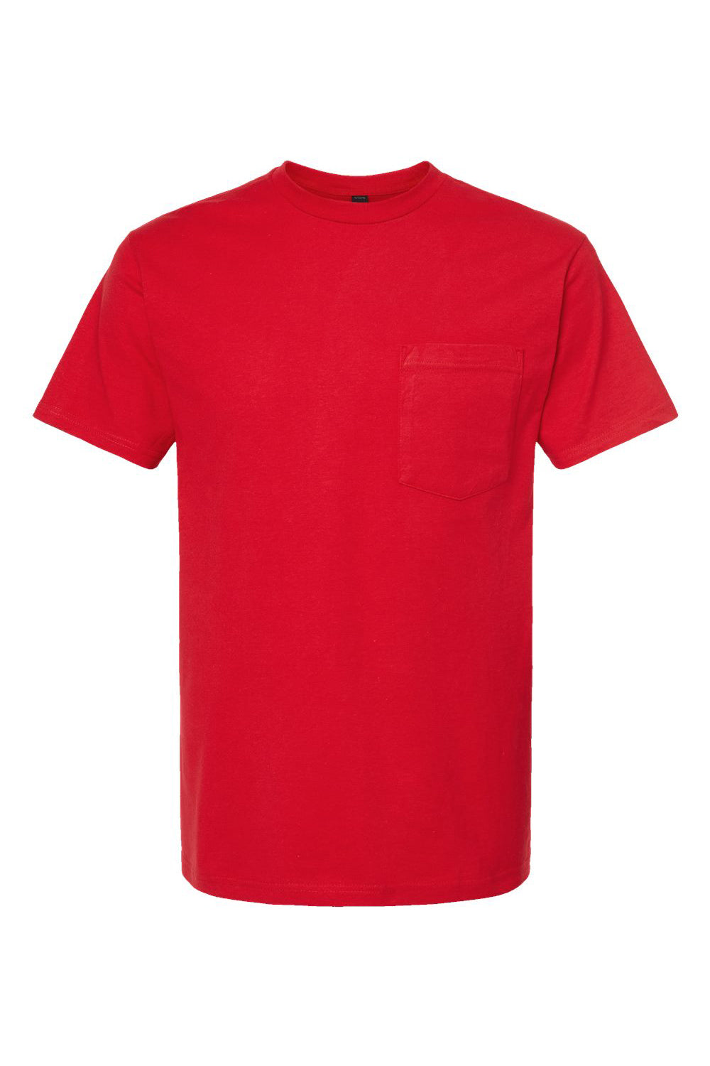Tultex 293 Mens Jersey Short Sleeve Crewneck T-Shirt w/ Pocket Red Flat Front