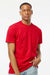 Tultex 293 Mens Jersey Short Sleeve Crewneck T-Shirt w/ Pocket Red Model Front