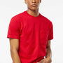 Tultex Mens Jersey Short Sleeve Crewneck T-Shirt w/ Pocket - Red