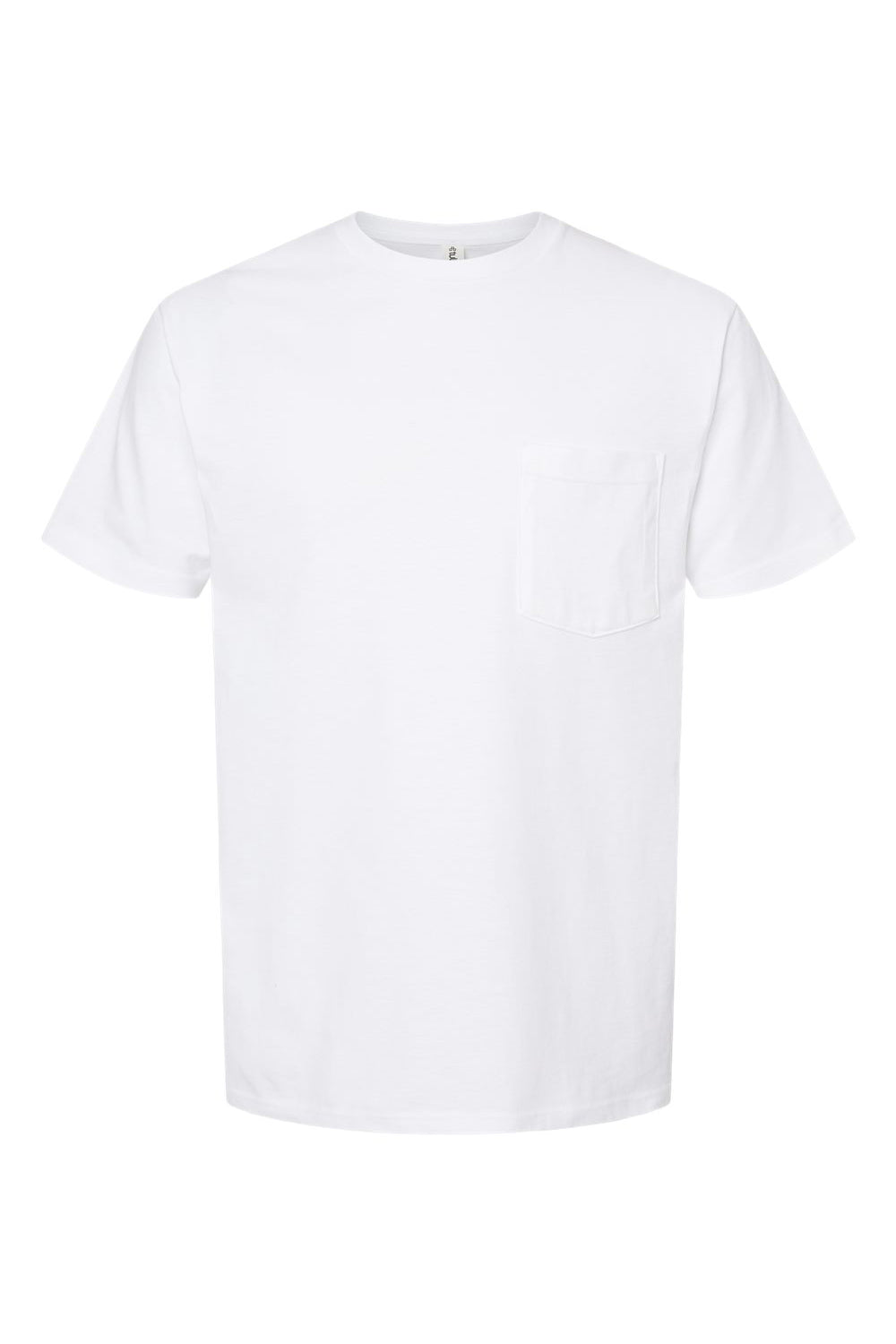 Tultex 293 Mens Jersey Short Sleeve Crewneck T-Shirt w/ Pocket White Flat Front