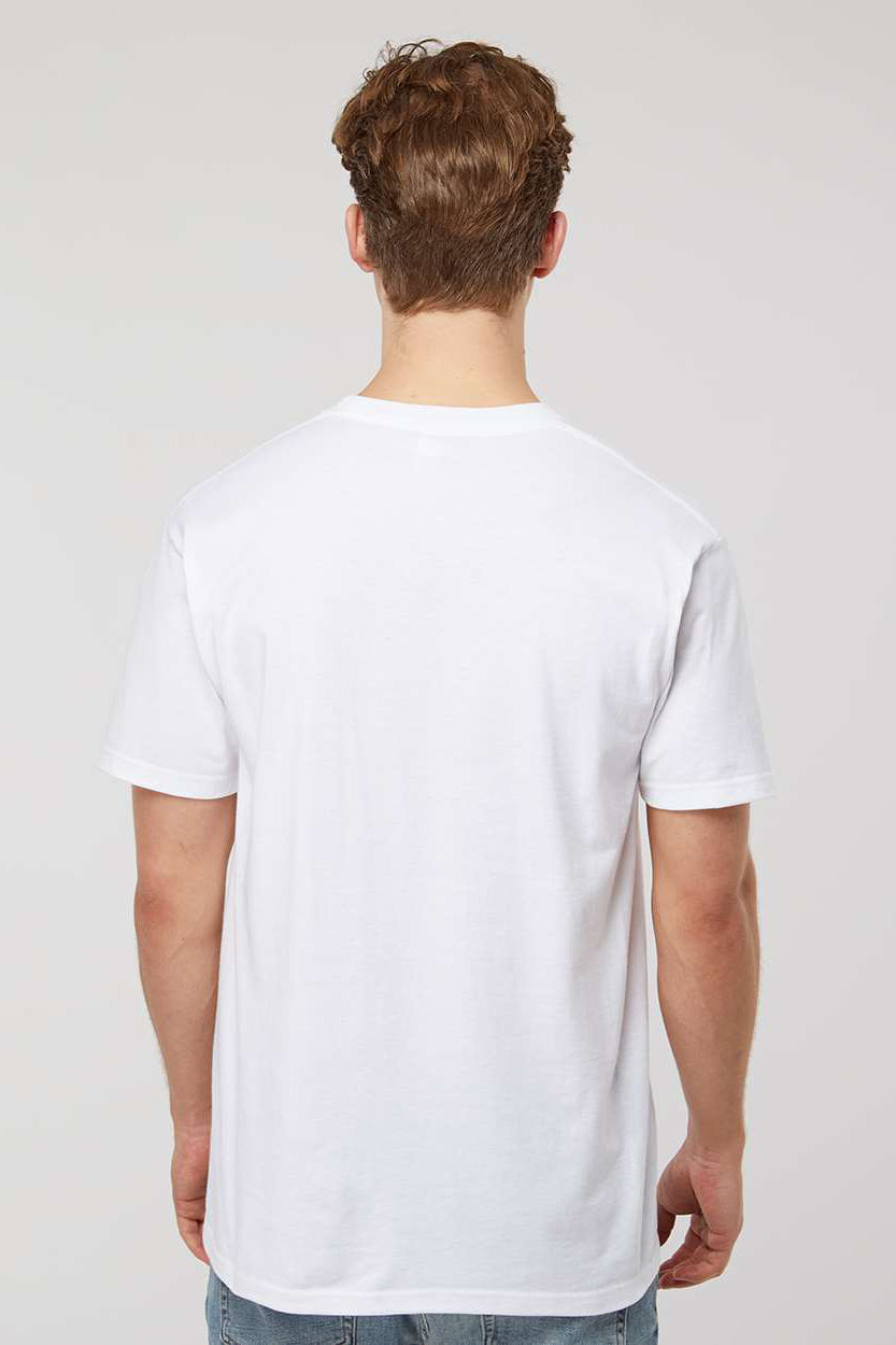 Tultex 293 Mens Jersey Short Sleeve Crewneck T-Shirt w/ Pocket White Model Back