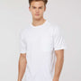 Tultex Mens Jersey Short Sleeve Crewneck T-Shirt w/ Pocket - White - NEW