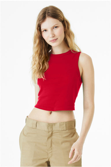 Bella + Canvas 1013BE Womens Micro Ribbed Muscle Crop Tank Top Red Model Front