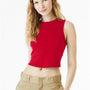 Bella + Canvas Womens Micro Ribbed Muscle Crop Tank Top - Red