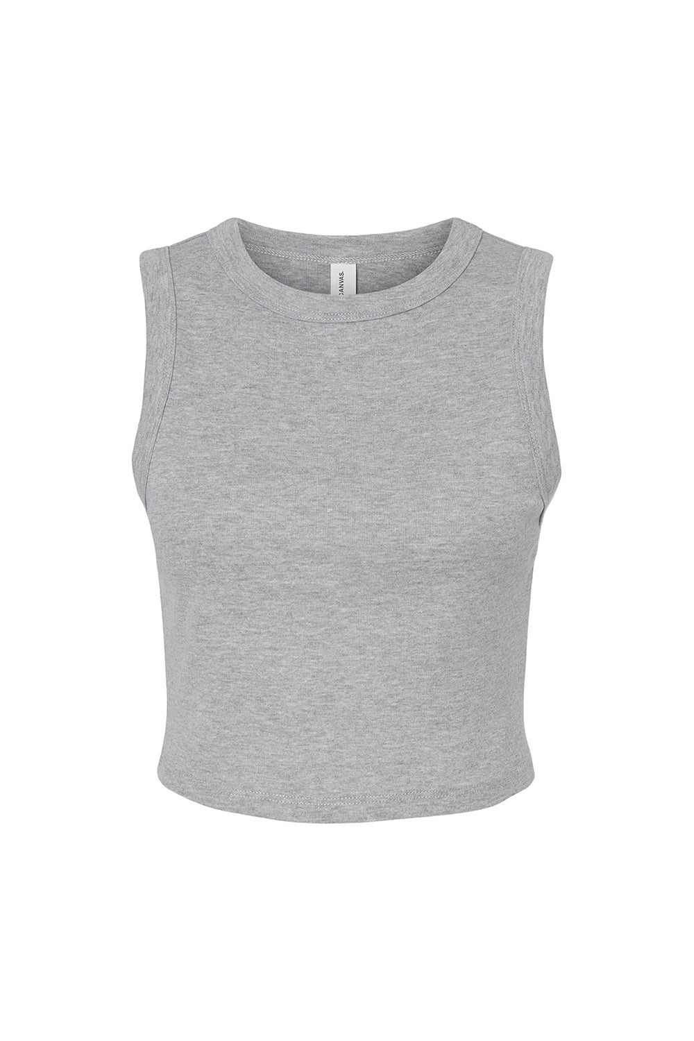 Bella + Canvas 1013BE Womens Micro Ribbed Muscle Crop Tank Top Heather Grey Flat Front