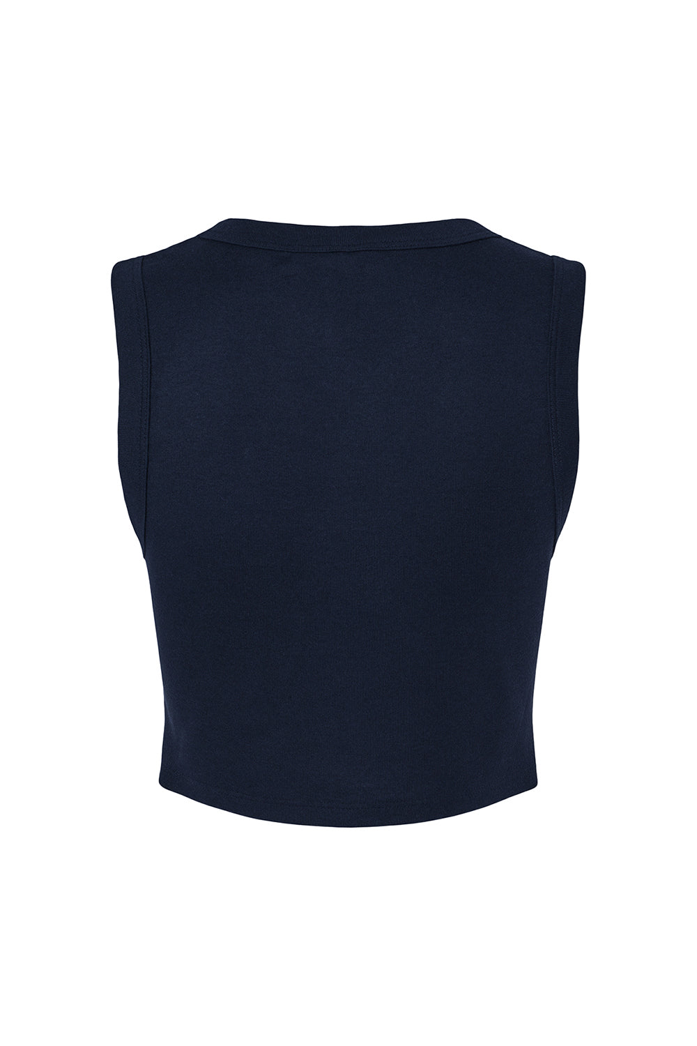 Bella + Canvas 1013BE Womens Micro Ribbed Muscle Crop Tank Top Navy Blue Flat Back