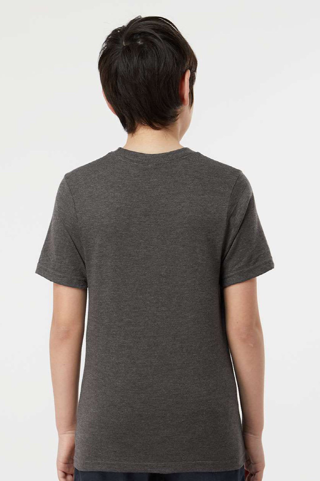 Tultex 295 Youth Jersey Short Sleeve Crewneck T-Shirt Heather Charcoal Grey Model Back