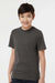 Tultex 295 Youth Jersey Short Sleeve Crewneck T-Shirt Heather Charcoal Grey Model Front
