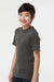 Tultex 295 Youth Jersey Short Sleeve Crewneck T-Shirt Heather Charcoal Grey Model Side