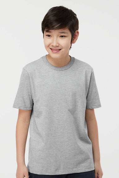 Tultex 295 Youth Jersey Short Sleeve Crewneck T-Shirt Heather Grey Model Front