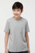 Tultex 295 Youth Jersey Short Sleeve Crewneck T-Shirt Heather Grey Model Front