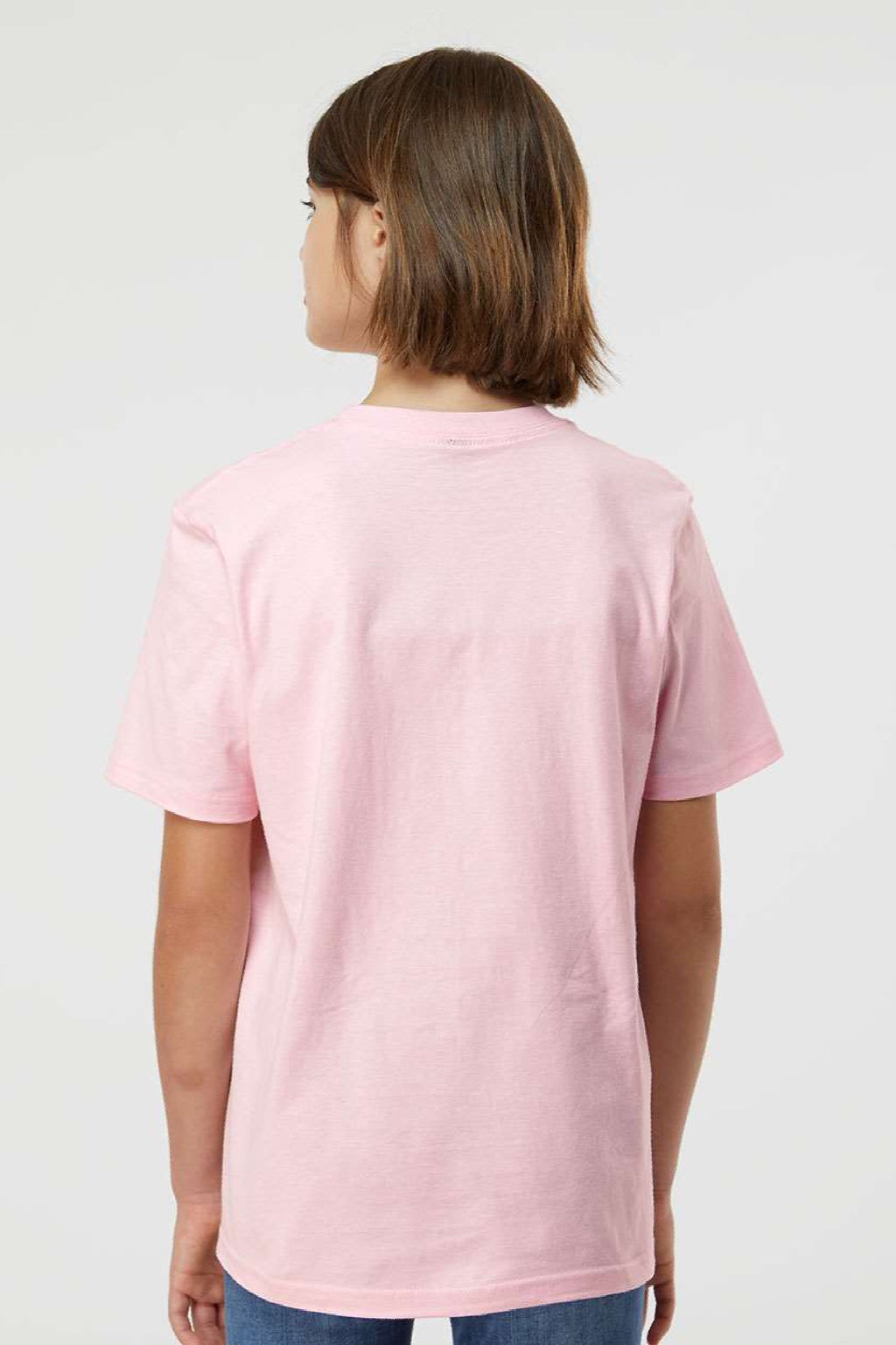Tultex 295 Youth Jersey Short Sleeve Crewneck T-Shirt Light Pink Model Back