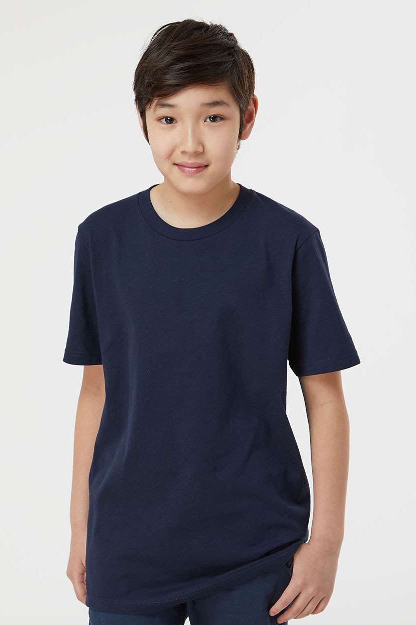 Tultex 295 Youth Jersey Short Sleeve Crewneck T-Shirt Navy Blue Model Front
