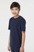 Tultex 295 Youth Jersey Short Sleeve Crewneck T-Shirt Navy Blue Model Side