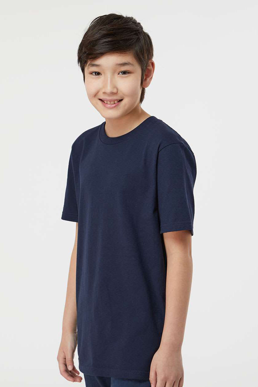 Tultex 295 Youth Jersey Short Sleeve Crewneck T-Shirt Navy Blue Model Side