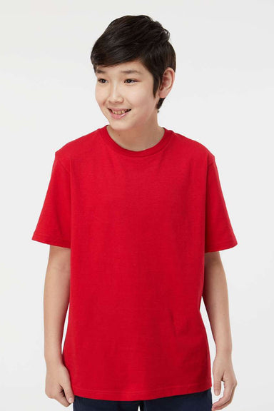 Tultex 295 Youth Jersey Short Sleeve Crewneck T-Shirt Red Model Front