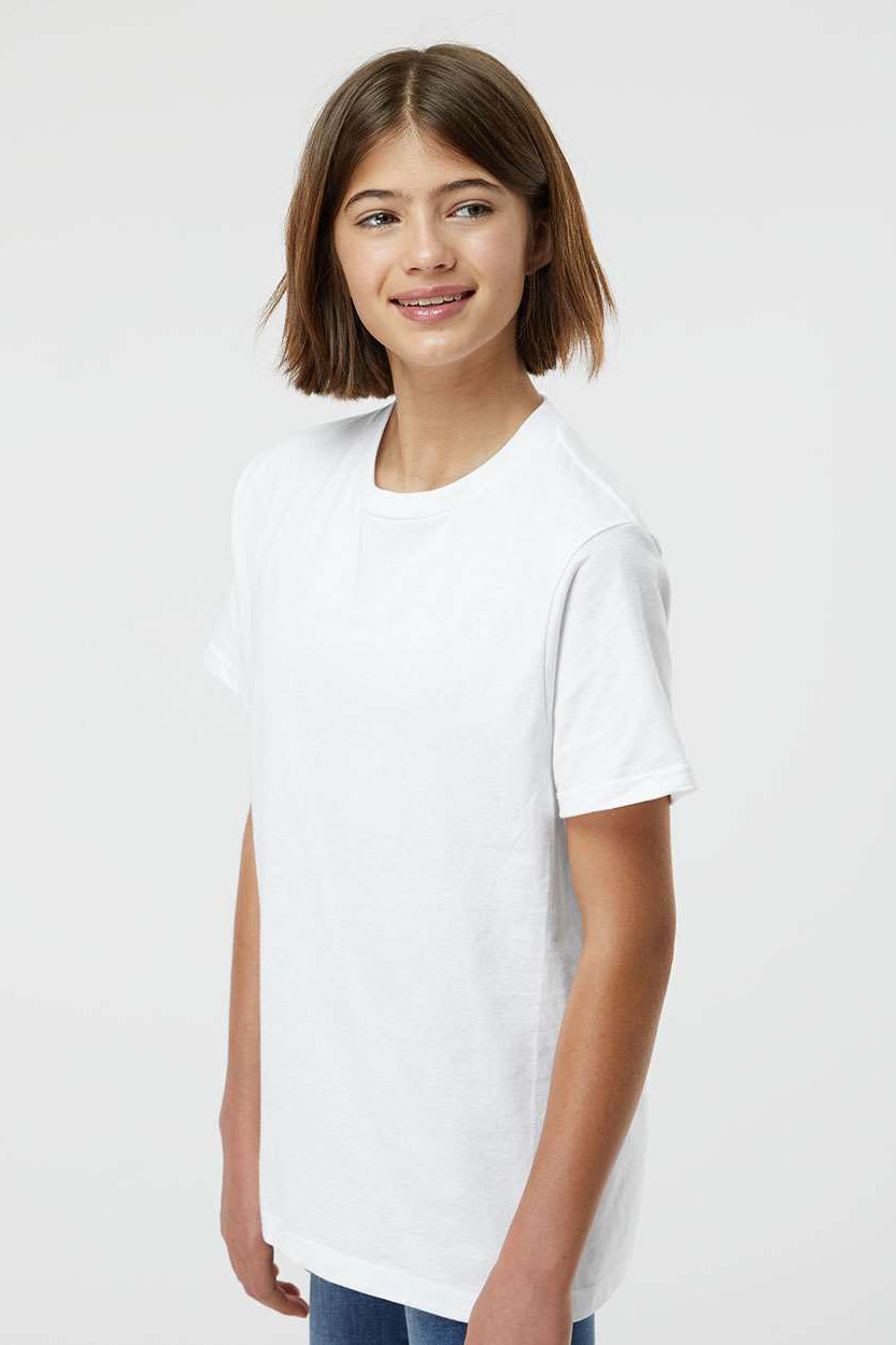 Tultex 295 Youth Jersey Short Sleeve Crewneck T-Shirt White Model Side