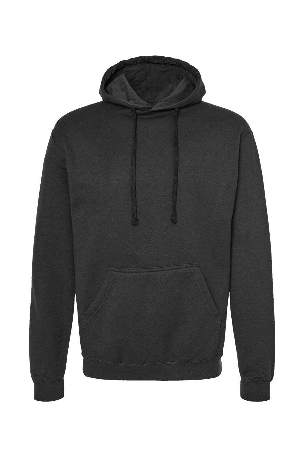 Tultex 320 Mens Fleece Hooded Sweatshirt Hoodie w/ Pouch Pocket Black Flat Front