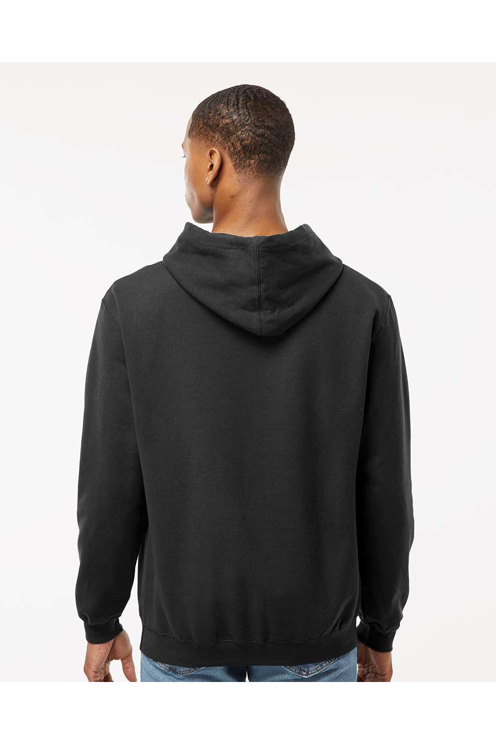 Tultex 320 Mens Fleece Hooded Sweatshirt Hoodie Black Model Back