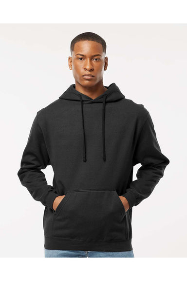 Tultex 320 Mens Fleece Hooded Sweatshirt Hoodie Black Model Front