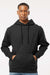 Tultex 320 Mens Fleece Hooded Sweatshirt Hoodie w/ Pouch Pocket Black Model Front