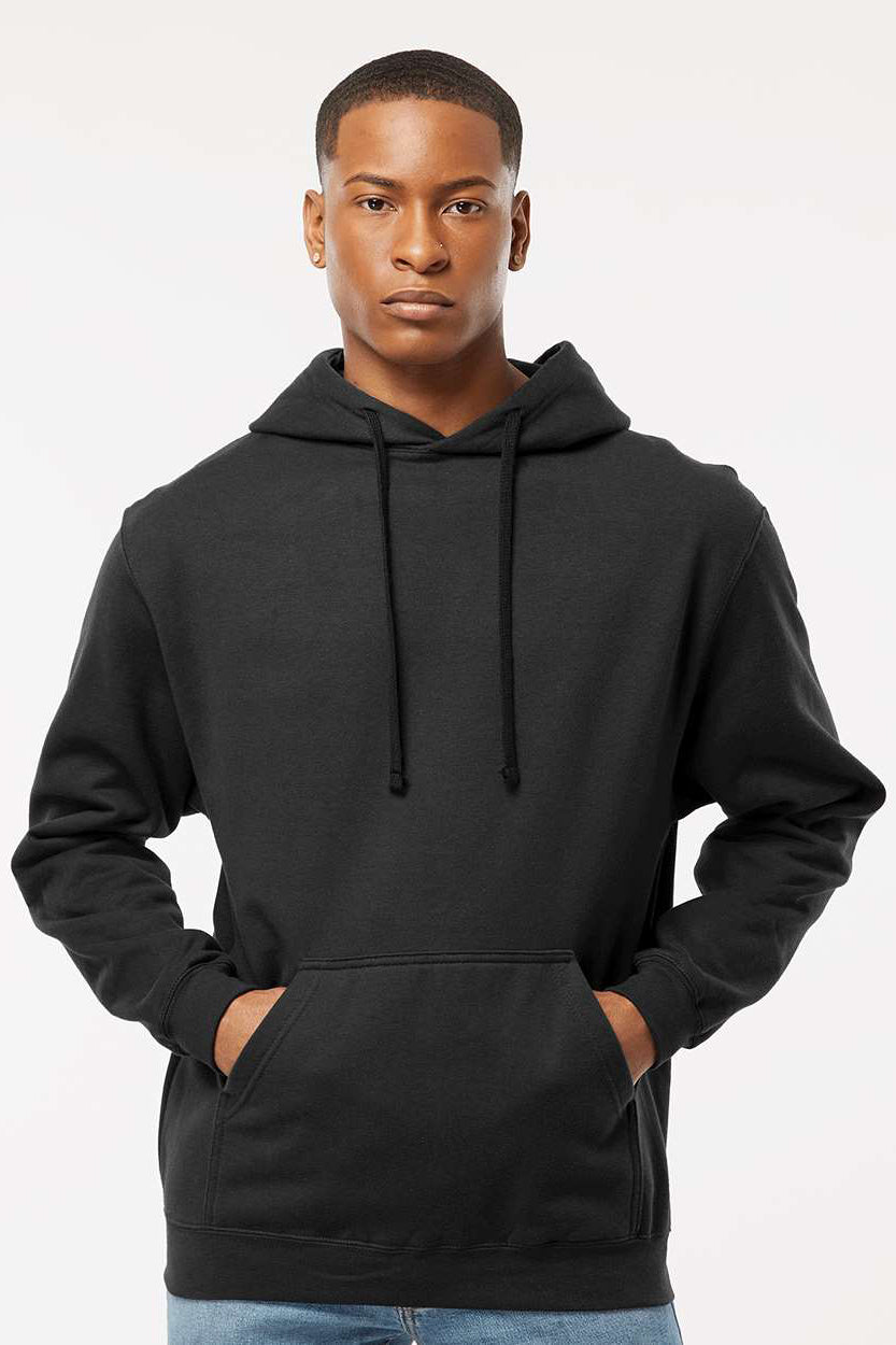 Tultex 320 Mens Fleece Hooded Sweatshirt Hoodie w/ Pouch Pocket Black Model Front