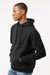 Tultex 320 Mens Fleece Hooded Sweatshirt Hoodie w/ Pouch Pocket Black Model Side