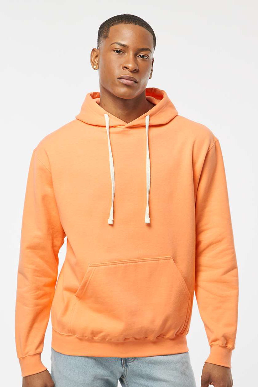 Tultex 320 Mens Fleece Hooded Sweatshirt Hoodie w/ Pouch Pocket Cantaloupe Orange Model Front