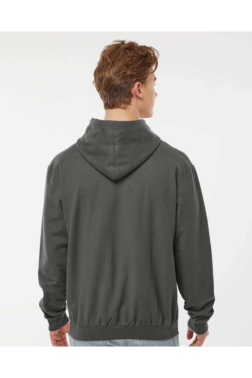 Tultex 320 Mens Fleece Hooded Sweatshirt Hoodie Charcoal Grey Model Back