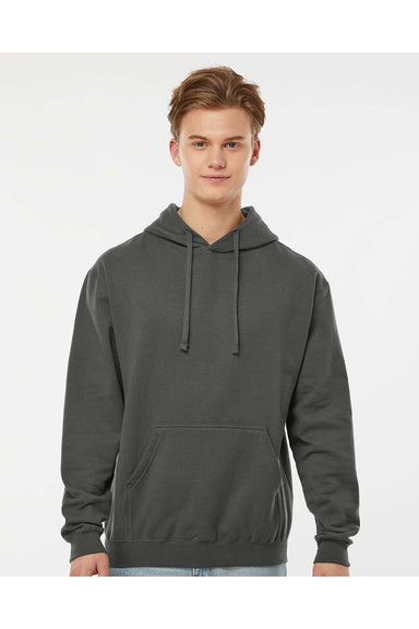 Tultex 320 Mens Fleece Hooded Sweatshirt Hoodie Charcoal Grey Model Front