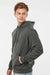 Tultex 320 Mens Fleece Hooded Sweatshirt Hoodie w/ Pouch Pocket Charcoal Grey Model Side