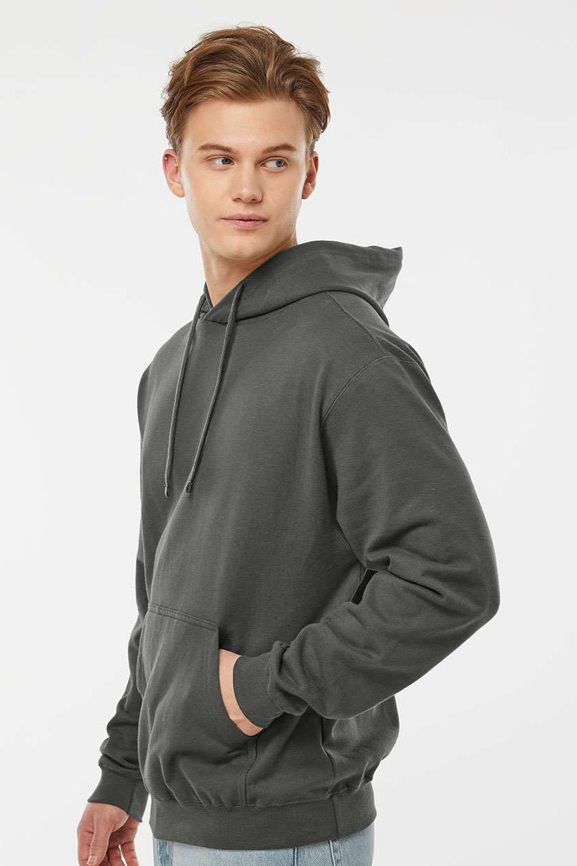 Tultex 320 Mens Fleece Hooded Sweatshirt Hoodie w/ Pouch Pocket Charcoal Grey Model Side