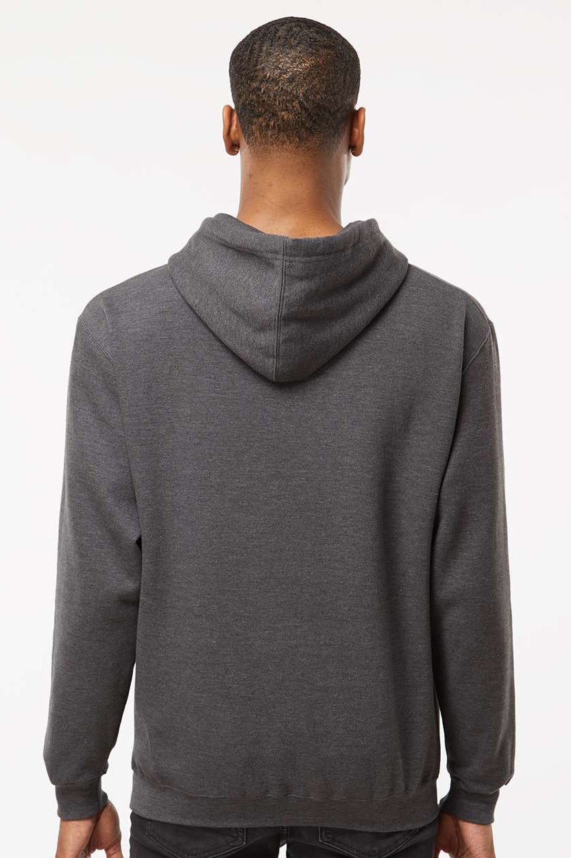 Tultex 320 Mens Fleece Hooded Sweatshirt Hoodie w/ Pouch Pocket Heather Charcoal Grey Model Back