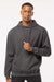 Tultex 320 Mens Fleece Hooded Sweatshirt Hoodie w/ Pouch Pocket Heather Charcoal Grey Model Front