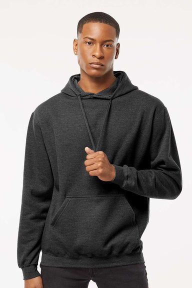 Tultex 320 Mens Fleece Hooded Sweatshirt Hoodie w/ Pouch Pocket Heather Graphite Grey Model Front