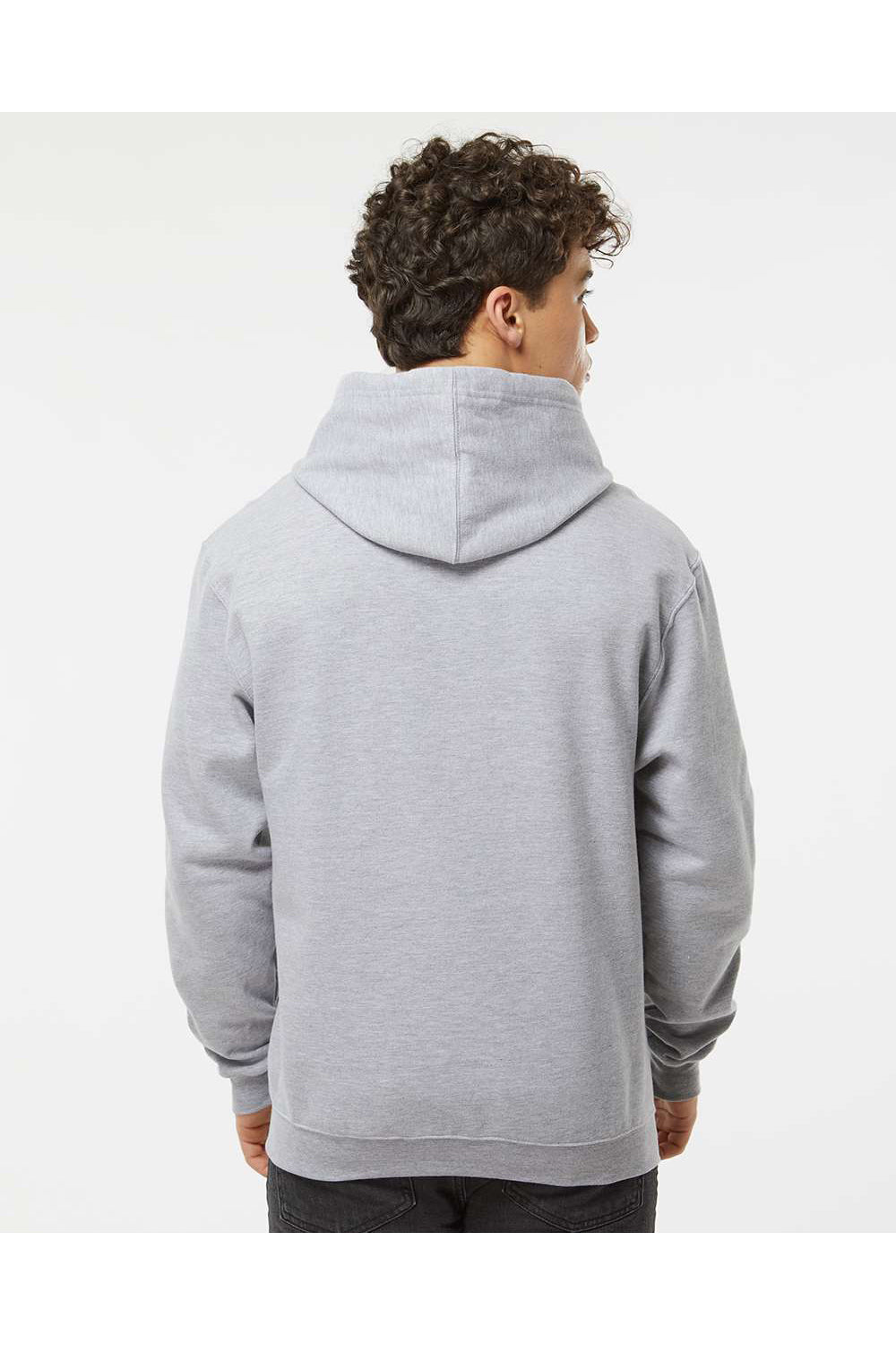 Tultex 320 Mens Fleece Hooded Sweatshirt Hoodie Heather Grey Model Back